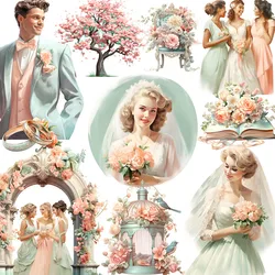 20Pcs/Pack Mint Green Wedding Sticker DIY Craft Scrapbooking Album Junk Journal Decorative Stickers
