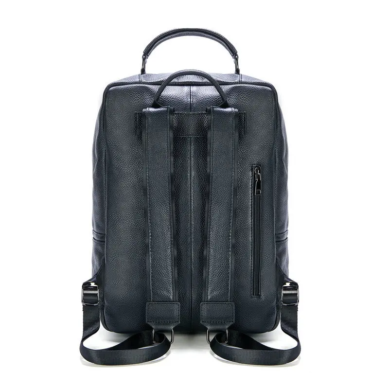 New Men Full Grain Cowhide Backpack, Korean Trendy Genuine Leather Laptop Rucksack Casual Student School Travel Bag