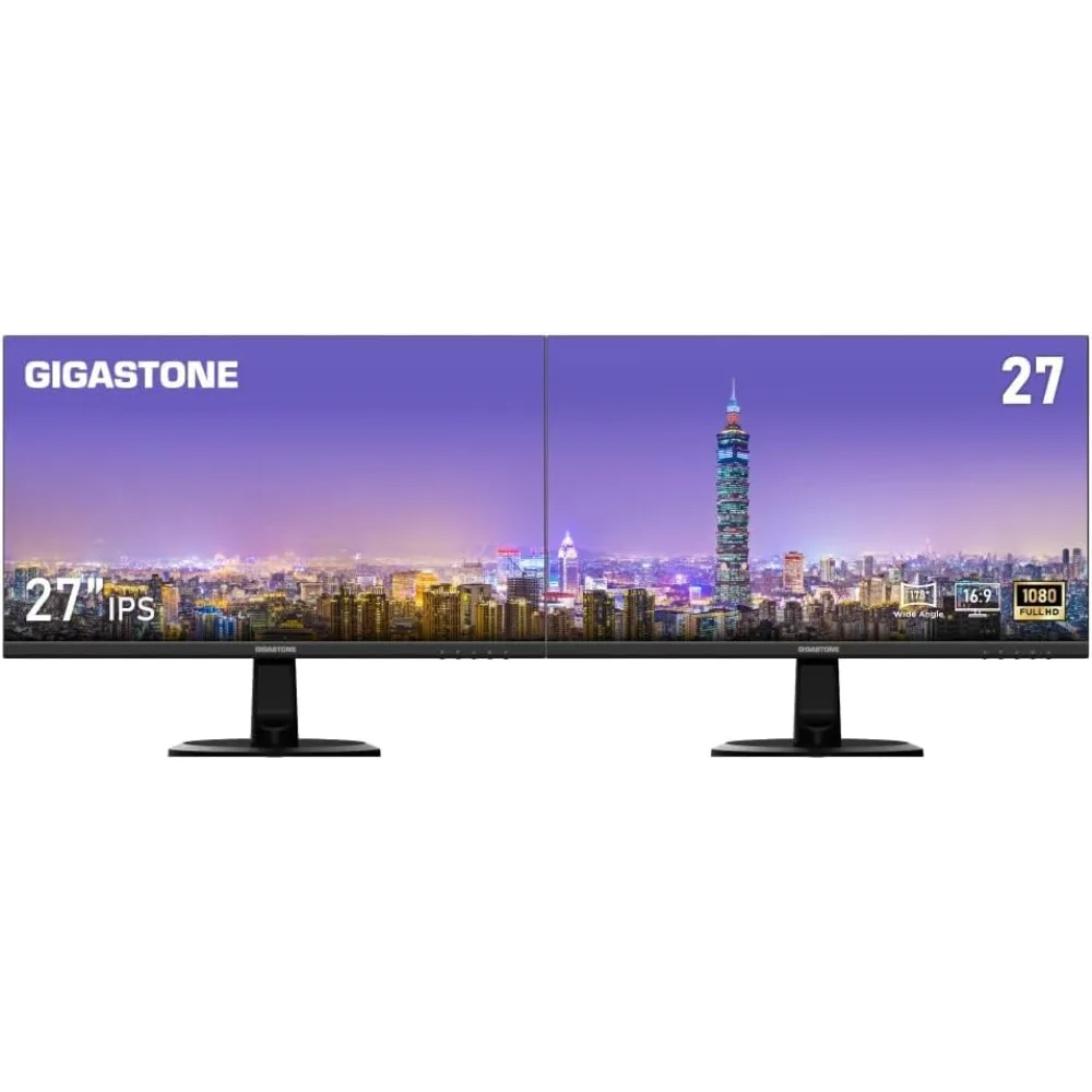 27 inch IPS LED Back Light Monitor 2-Pack 75Hz FHD 1920 x 1080, 178° Wide View Frameless, Dual Monitor, 5ms