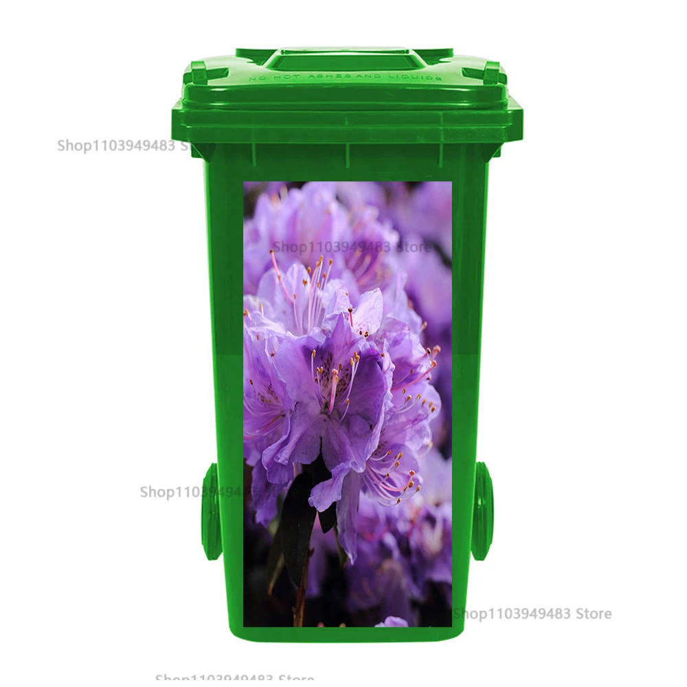 Bloeiende plant prullenbak muurschildering zelfklevende waterdichte stickers recycling milieuvriendelijke Wheelie Bin Art Decals
