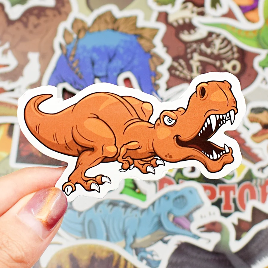 50 PCS Dinosaur Animal Stickers Boys Toys Jurassic Anime Cool Funny Waterproof Sticker to DIY Cups Skateboard Car Laptop Sticker