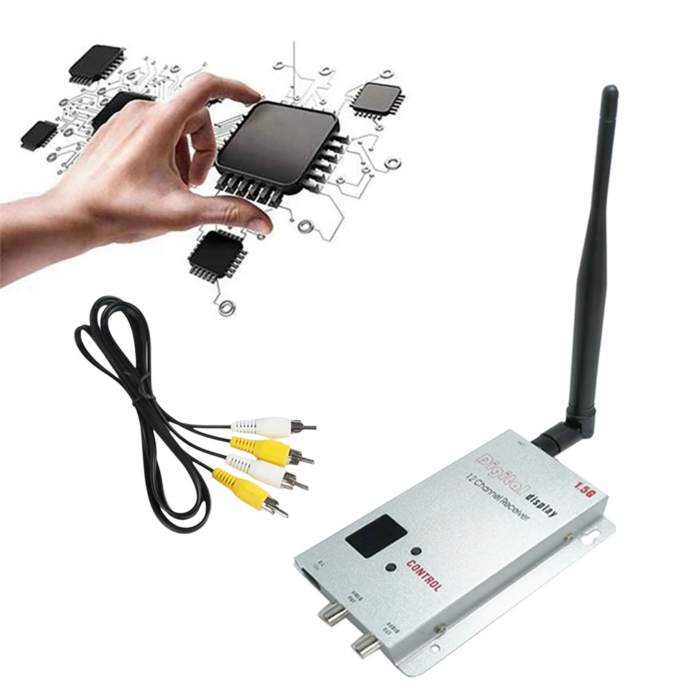 AT411.5G 1.5W FPV VRX 1500mW 12CH Audio Video Receiver for FPV Long Range Drone Airplane