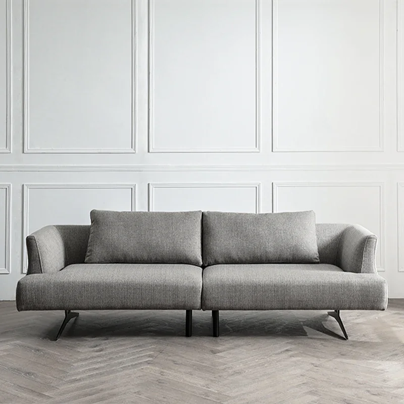 Nordic Italian simple modern living room small apartment new three-person straight row anti-cat scratch linen fabric sofa