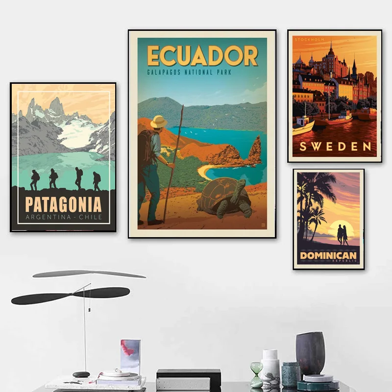 Poster Prints Ecuador Galapagos Sweden Stockholm Dominican City Travel Wall Art Canvas Painting Picture Living Room Home Decor