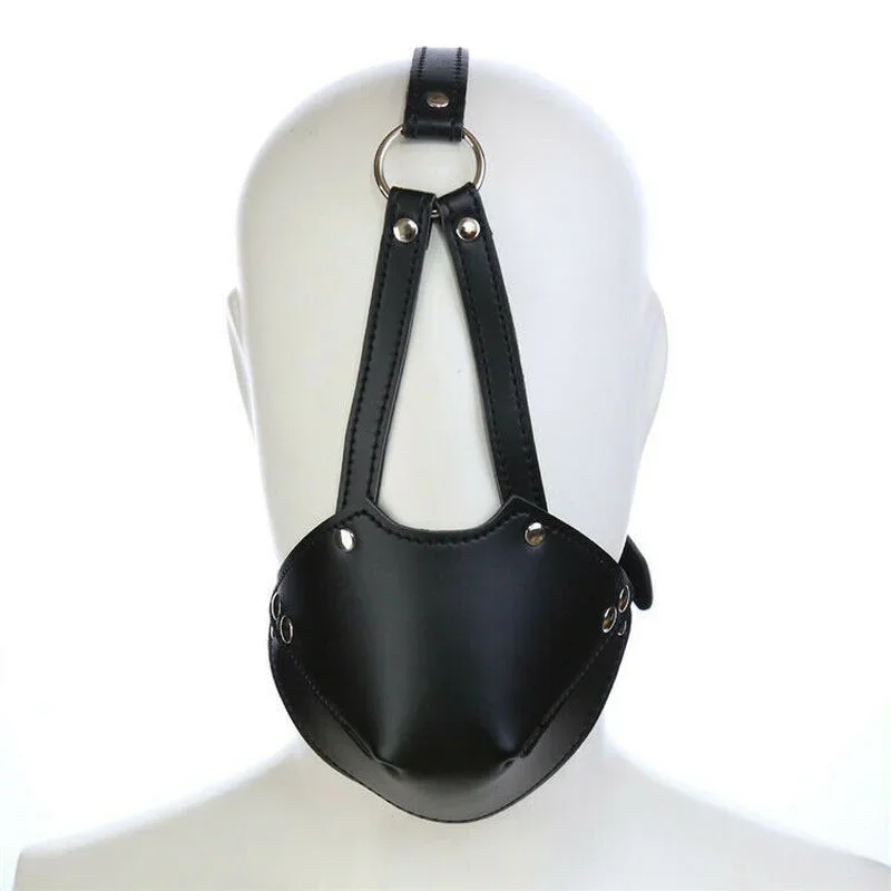 Faux Leather Belt Mask Mouth Gag BDSM Bondage Cosplay Head Harness Restraint Roleplay Game Muzzle Gag Adult Sex Toys for Couple