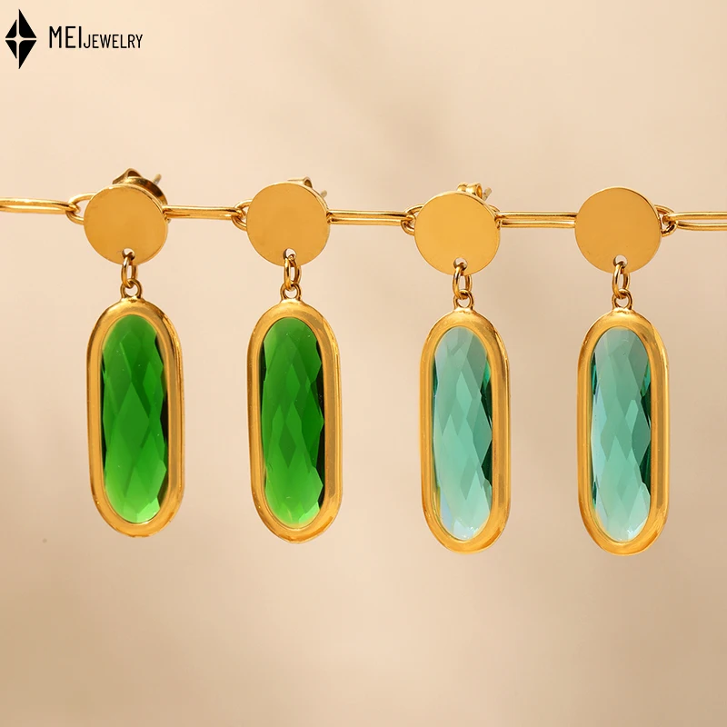 INS Light Luxury Style Summer Exquisite Super Flash Czech Glass Earrings Stainless Steel Material Earrings