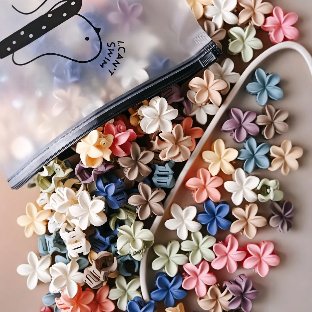

10pcs Fashion Small Hair Claw Clips Sweet Color Mixed Flower Frosted Clips Hairpin Barrette For Women Girl Kids Hair Accessories