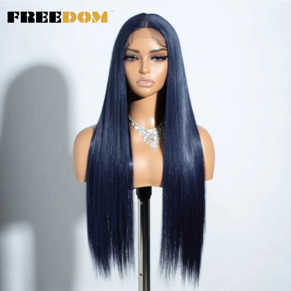 FREEDOM – lange, glatte, synthetische Perücken mit Spitze am Vorderteil für Damen, 30 Zoll, Ombré-Farbverlauf von Braun zu Blond, hitzebeständig, einfach anzuziehen, für den täglichen Gebrauch. – Detail 15