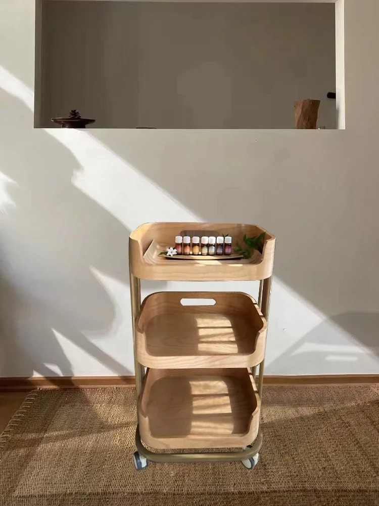 Carrito de madera maciza para salón de belleza, carrito para Spa, Club, gestión de la piel, arte de uñas, estante de almacenamiento para el cabello