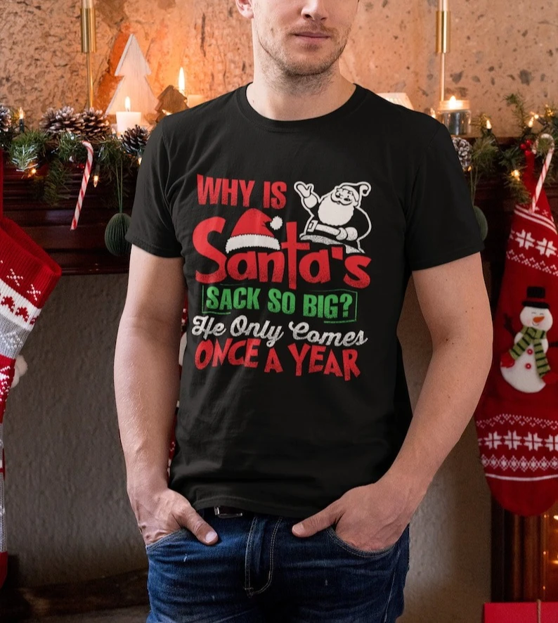 Novelty Rude Christmas Funny Tee Xmas Gifts for Streetwear Casual Style Printed Regular Cotton T-shirt Tops Hot Sale Adult
