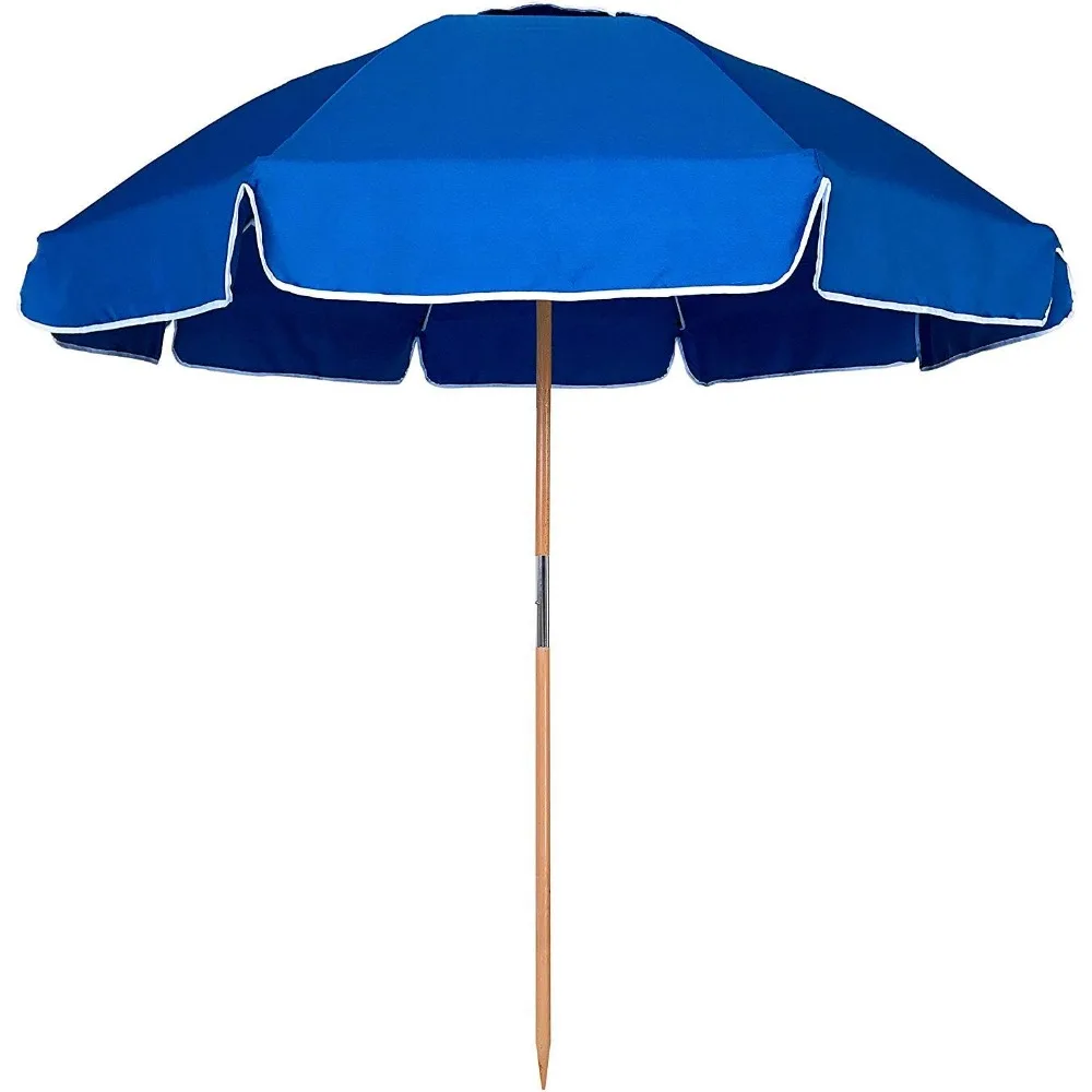 AMMSUN-Heavy Duty High Wind Beach Umbrella, Pátio guarda-chuva com ventilação, Ash Wood Pole, Classe Comercial, 7.5ft