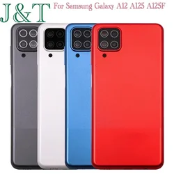 New For Samsung Galaxy A12 A125 A125F/DS Plastic Battery Back Cover A12 Rear Door Housing Case Side Button Camera Lens Replace