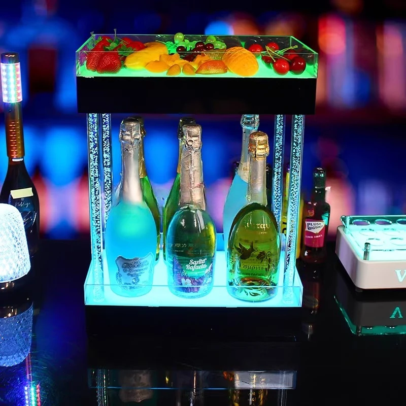 

Коммерческая светящаяся стойка для закусок 2-в-1, прочный поднос для сервировки мероприятий, экономия места, подставка для виски, вечеринка в ночном клубе, витрина для шампанского