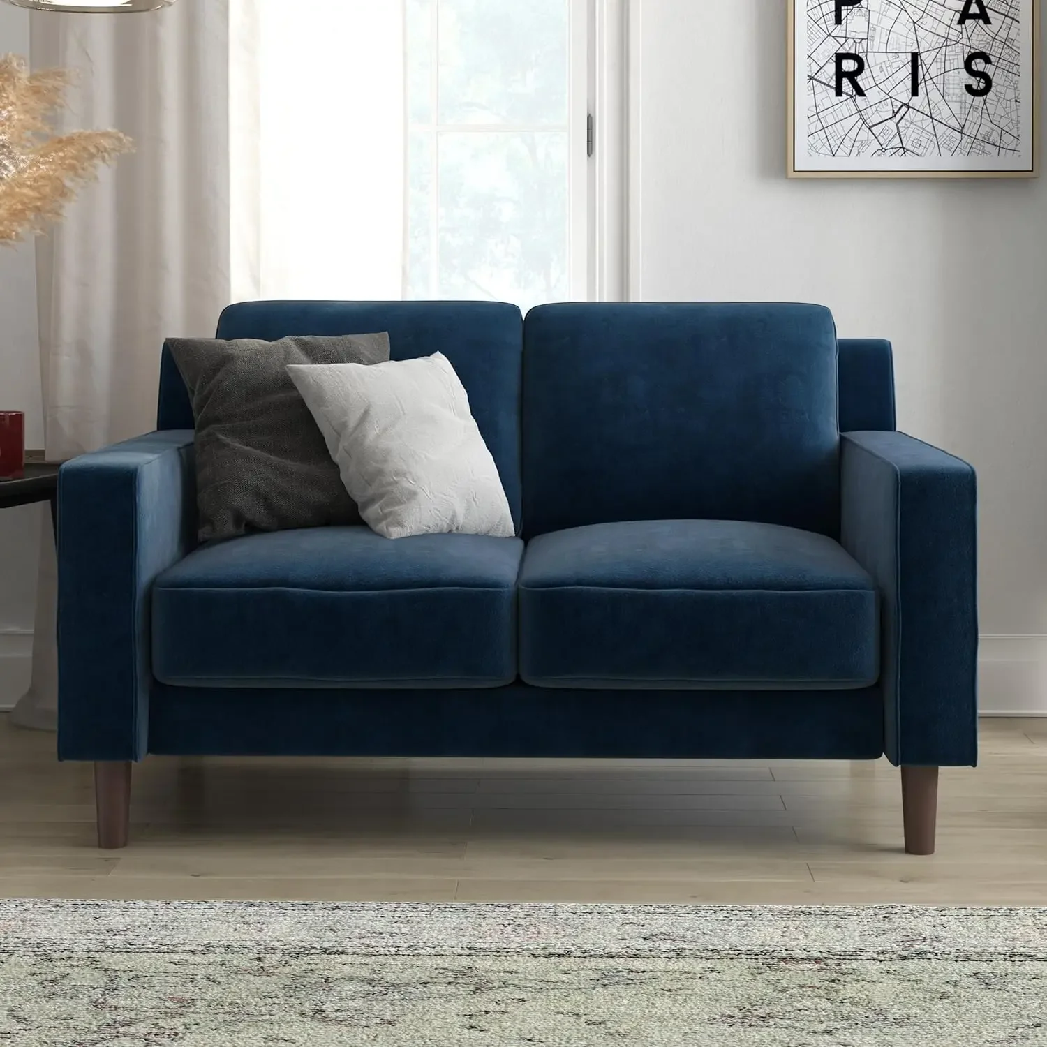 Brynn Loveseat 2 Seater Sofa, Blue Velvet