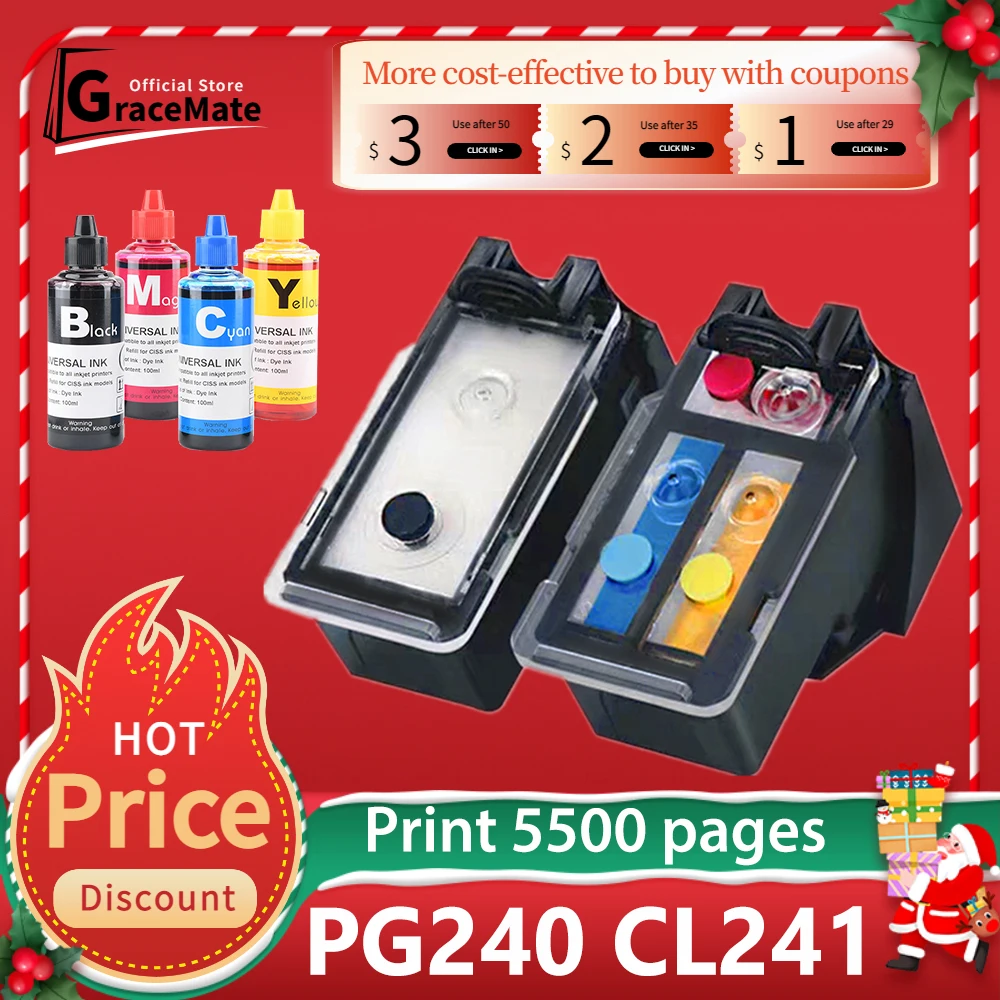 

PG240 CL241 Replacement pg240 cl241 Ink Cartridge for Canon Pixma MG2120 MG2220 MG3120 MG3122 MG3520 MG4220 MG4120 MX472 Printer