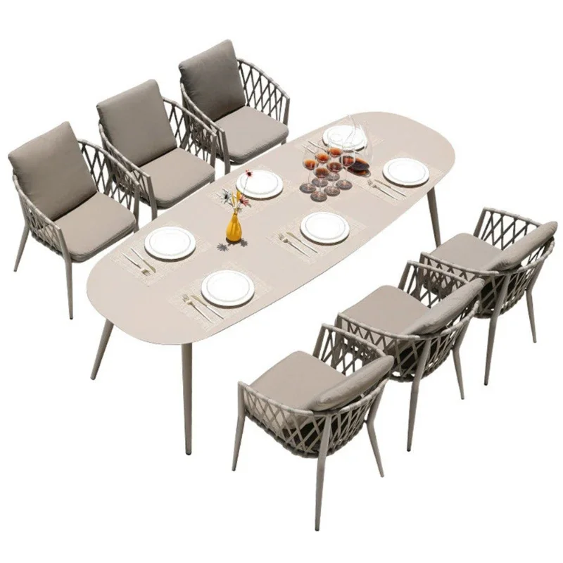 

Nordic outdoor table and chair courtyard outdoor leisure rattan chair combination villa garden terrace