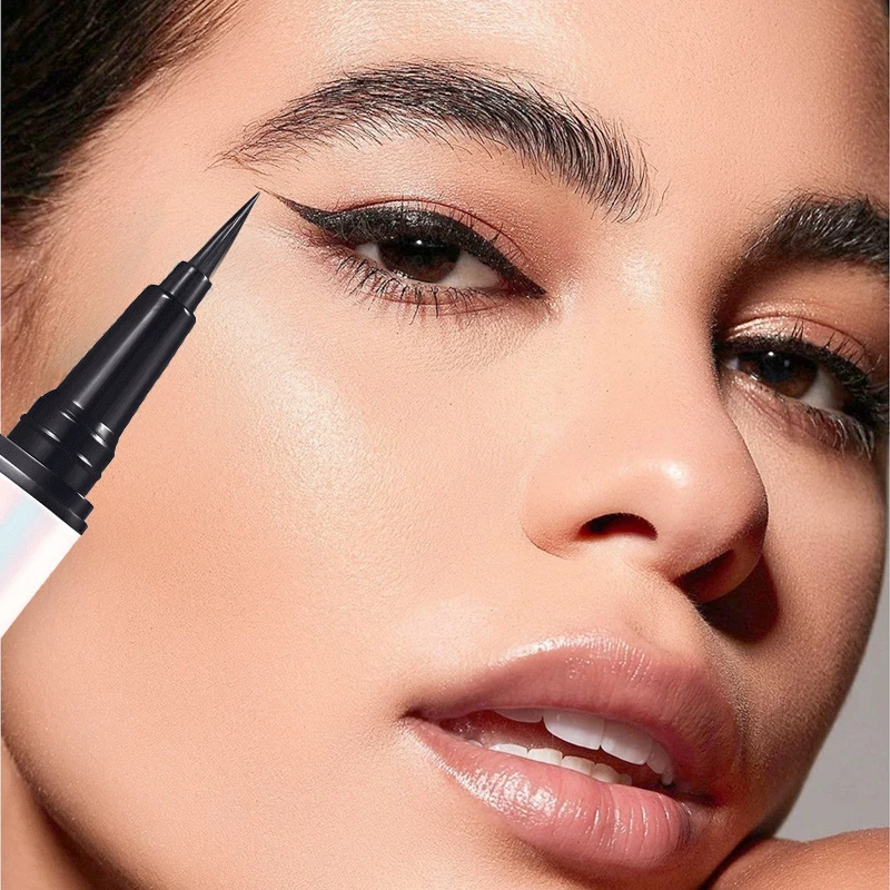 Delineador líquido preto à prova d'água, maquiagem para os olhos de secagem rápida e de longa duração, delineador líquido à prova de manchas, altamente pigmentado e fácil de aplicar