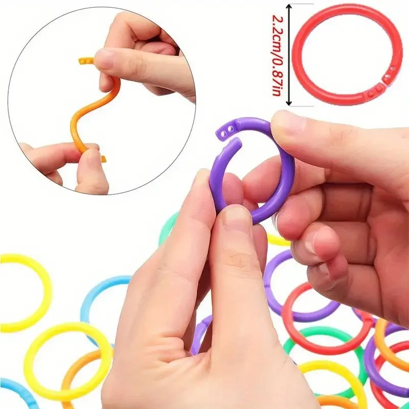 48-Pack 15mm Colorful Plastic Loose Leaf Rings for DIY Albums, Document Binding & Office Organization image 4