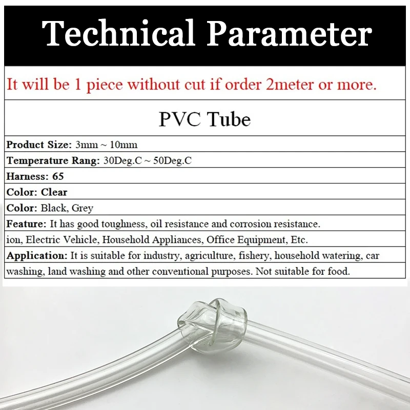 1M/3M PVC Plastic Tube Inner Diameter ID 2 3 4 5 6 8 10 12 14 16 18 20 25 32mm High Quality Transparent Watering Hose Garden