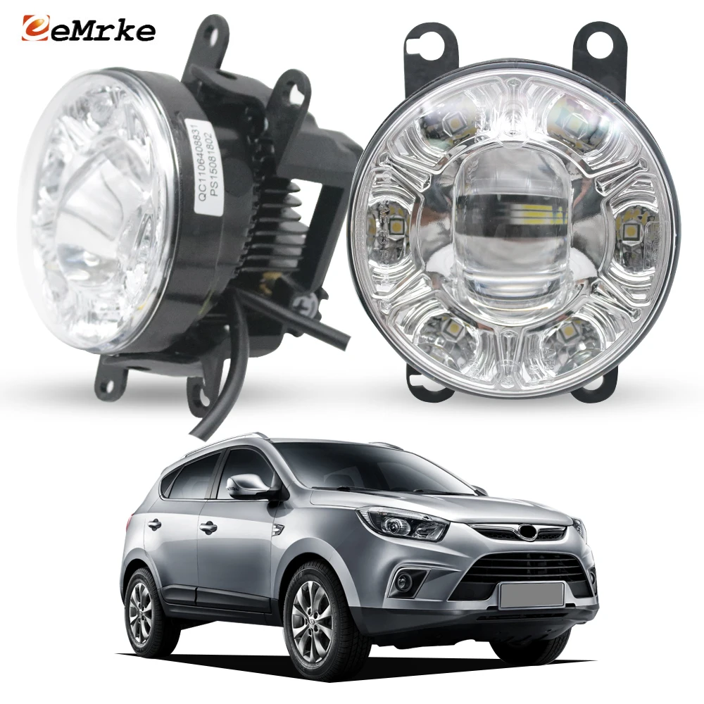 

White Led Fog Light Driving PTF for Jac S5 Potenza T6 Brazil 2013-2018 with Lens Daytime Running Lamp 6-Point DRL E-MARK E4