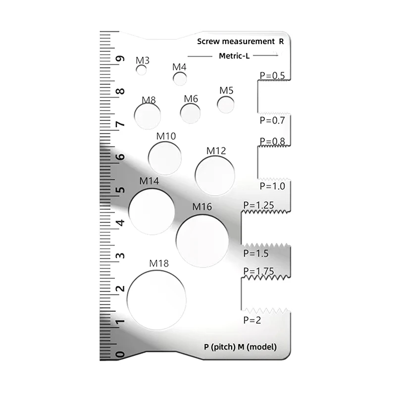 Versatile, Space Saving Thread Pitch Ruler, Perfect for Bolt, Nut, Screw Measurement in Crafts.