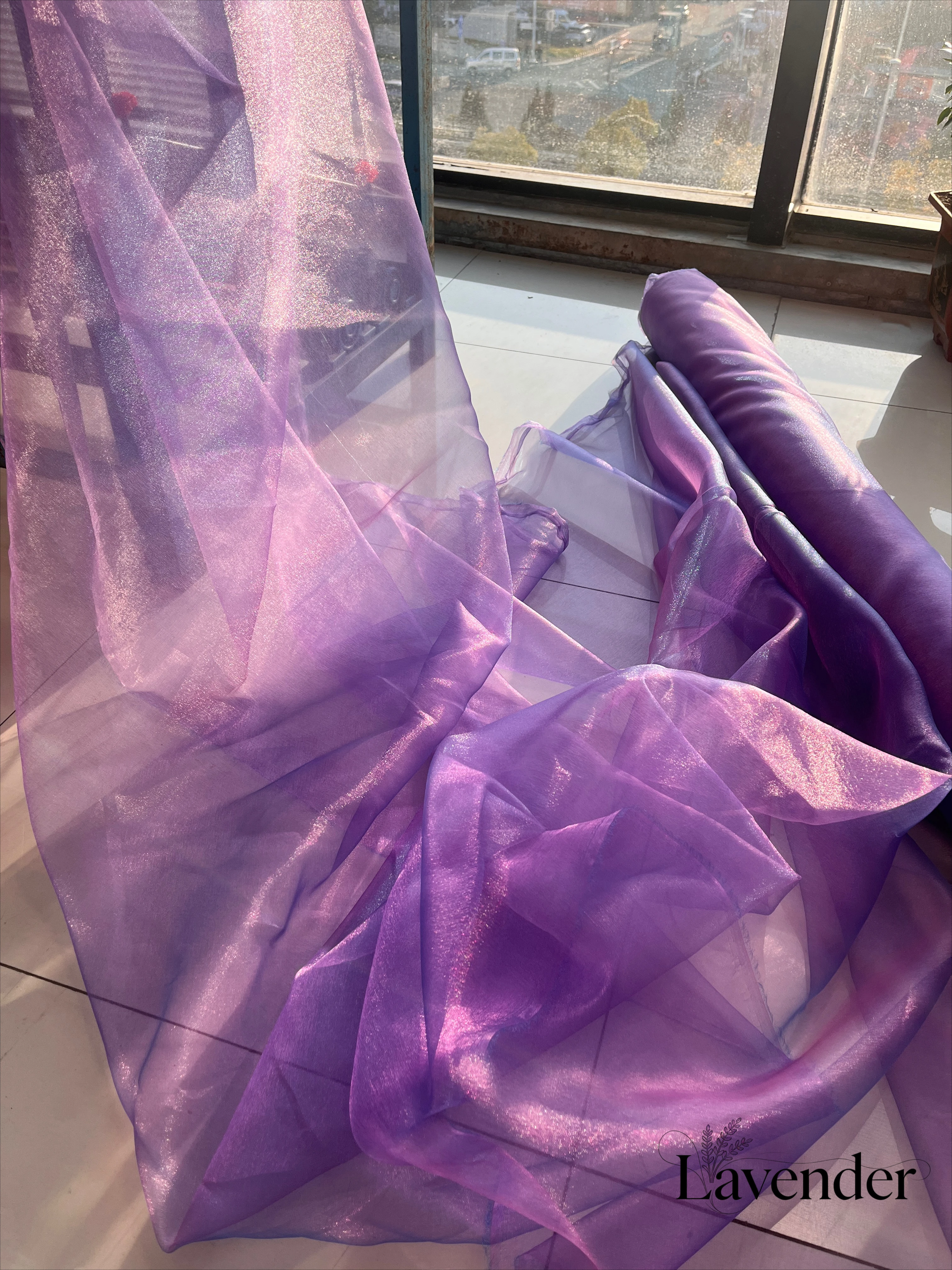 Dreamy purple pearl veil DIY stage decoration wedding background decoration veil photography background