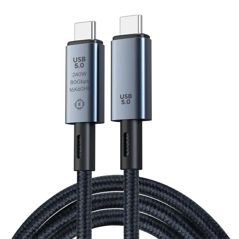 M52K-For Thunderbolt 5 Fast Charging 80Gbps 240W USB 5 Cable 8K 60Hz USB 5.0 USB C To C Data Transfer For Thunderbolt 3