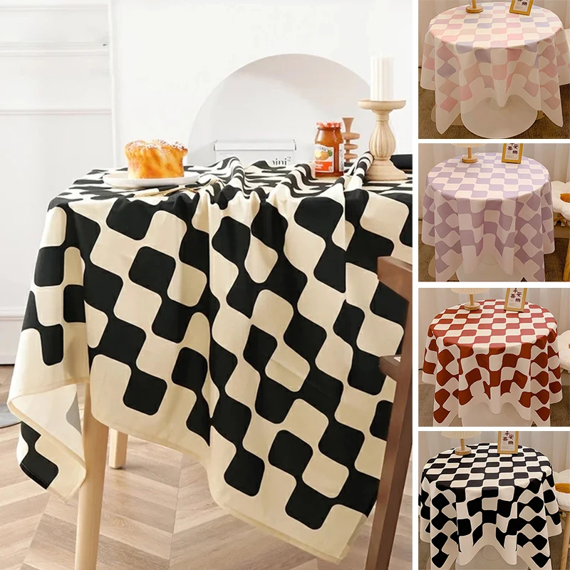 Waterproof Plaid Tablecloth Dust Prevention Checkered Coffee Dining Table Mat Decorative Table Cloth Cover Girls Photo Props