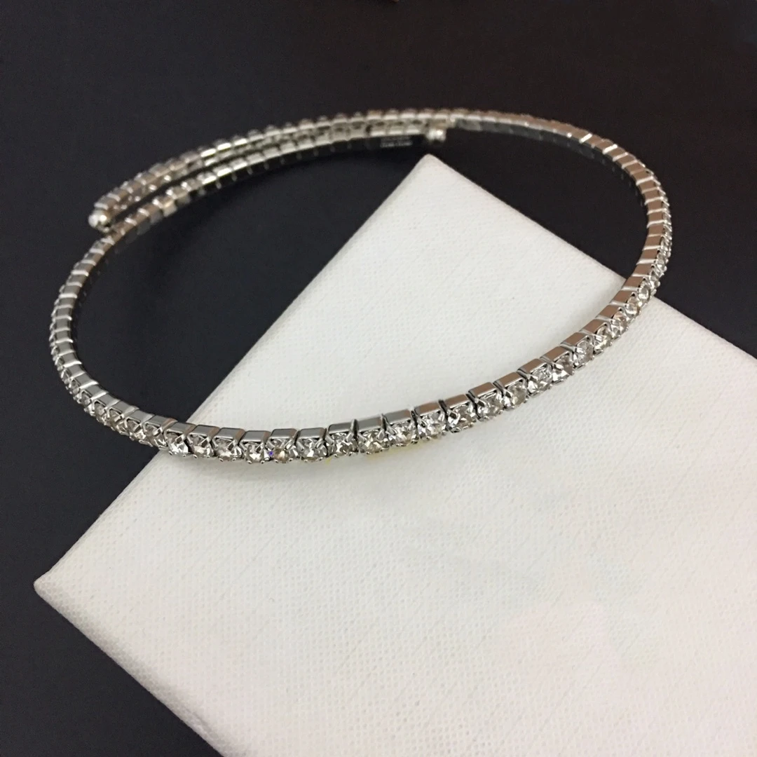 Banquet Style Platinum Inlaid Colorful Crystal Bracelet Choker