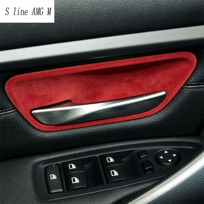 Suede For BMW 3 4 Series F32 F33 F36 F30 F35 GT F31 F34 RHD Car Car Inner Door Handle Bowl Multimedia CD Panel Armrest Sticker