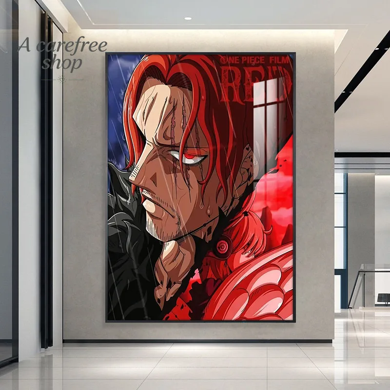 One Piece poster decoration painting, red haired Shanks Luffy cartoon anime entrance painting, bedroom dormitory bedside mura