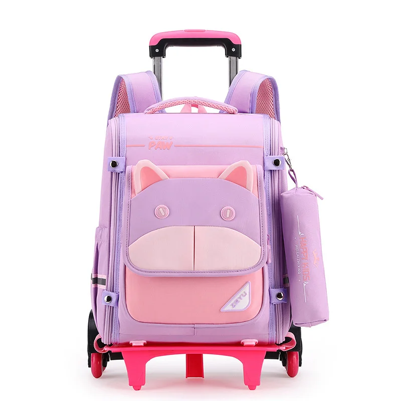 2024 zaino per studenti zaino da scuola carino per bambini zaino Trolley con ruote 6-12 anni borsa per valigia per bambini