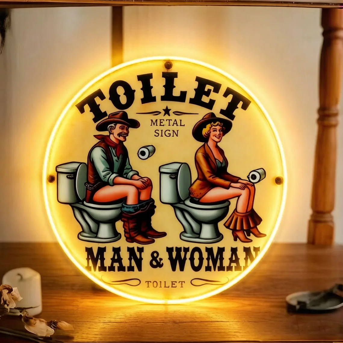 Vintage Toilet Neon Sign WC Restroom Symbol Sign Shopping Mall Bar Shop Restaurant Wall Decor WC Neon Art