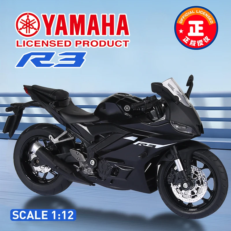 Offiziell autorisiertes 1:12 Yamaha Motorrad Premium-Legierungsmodell Spielzeugauto Sound & Licht Zurückziehbares Spielzeugauto Jungen Geschenk Sammlerstücke