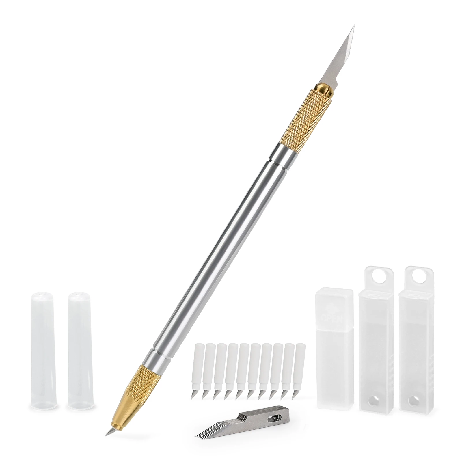 

EHDIS Crafting Work Double-Head Cutting Knife With Precision Swivel Blades For Car Tint Film Vinyl Wrap Paper DIY Art Carving