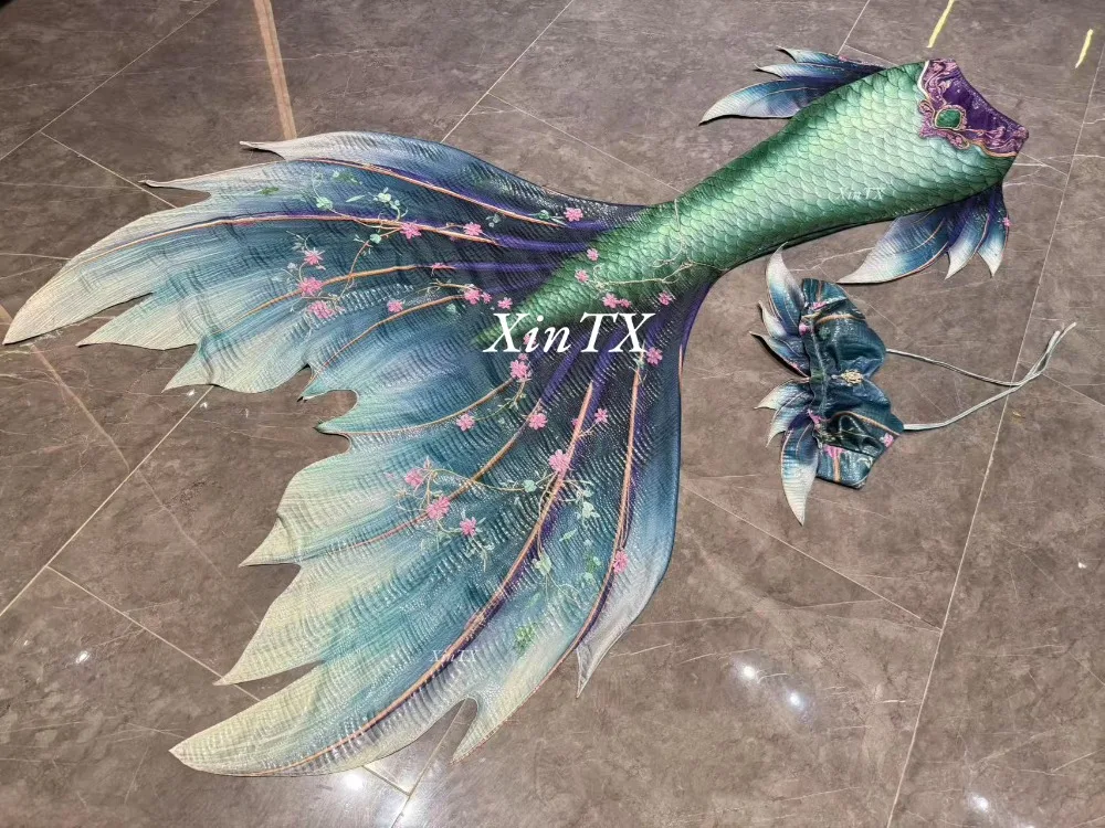 NEW!Professional Adult Mermaid Tail Flower Stamping Light Fabric High Elasticity Female Mermaid Swimsuit Photo Photo Cosplay view 4