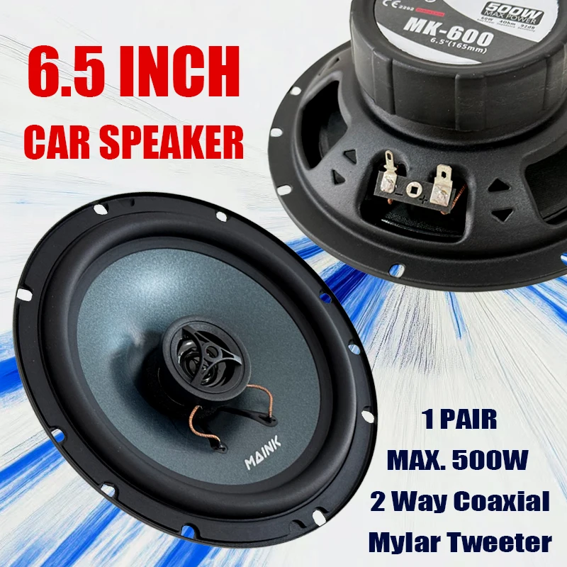 2pcs 6.5 Inch 500W Universal Car Coaxial Car Music Stereo Full Range Hi-Fi for Car Truck Door Speakers Surround Sound System