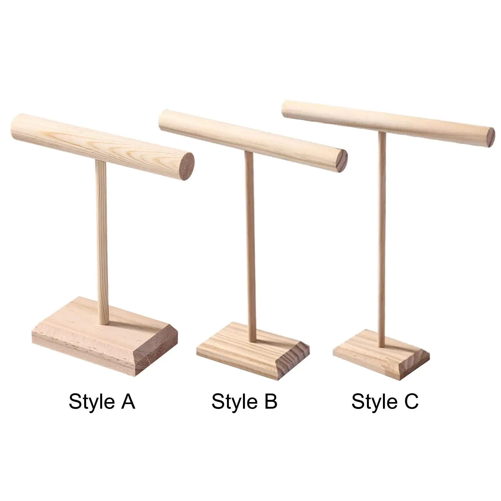 Jewelry T Shape Bar Stand Wood Desk Jewelry Organizer for Pendants Bracelets