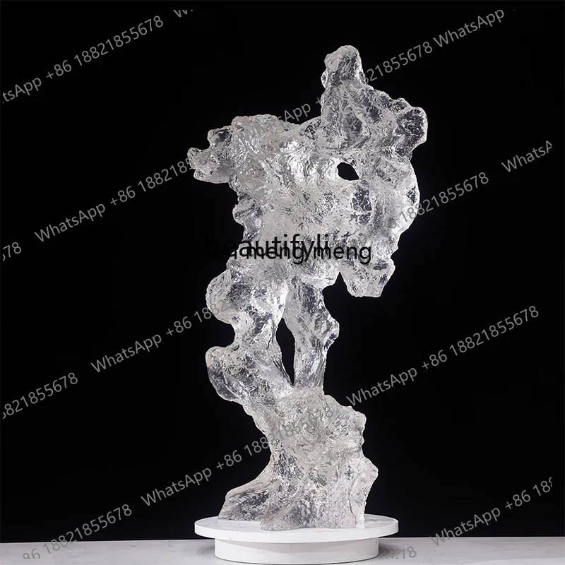 Hot sales Simulation transparent resin rockery ornament art installation living room wine cabinet landscape stone decoration scu