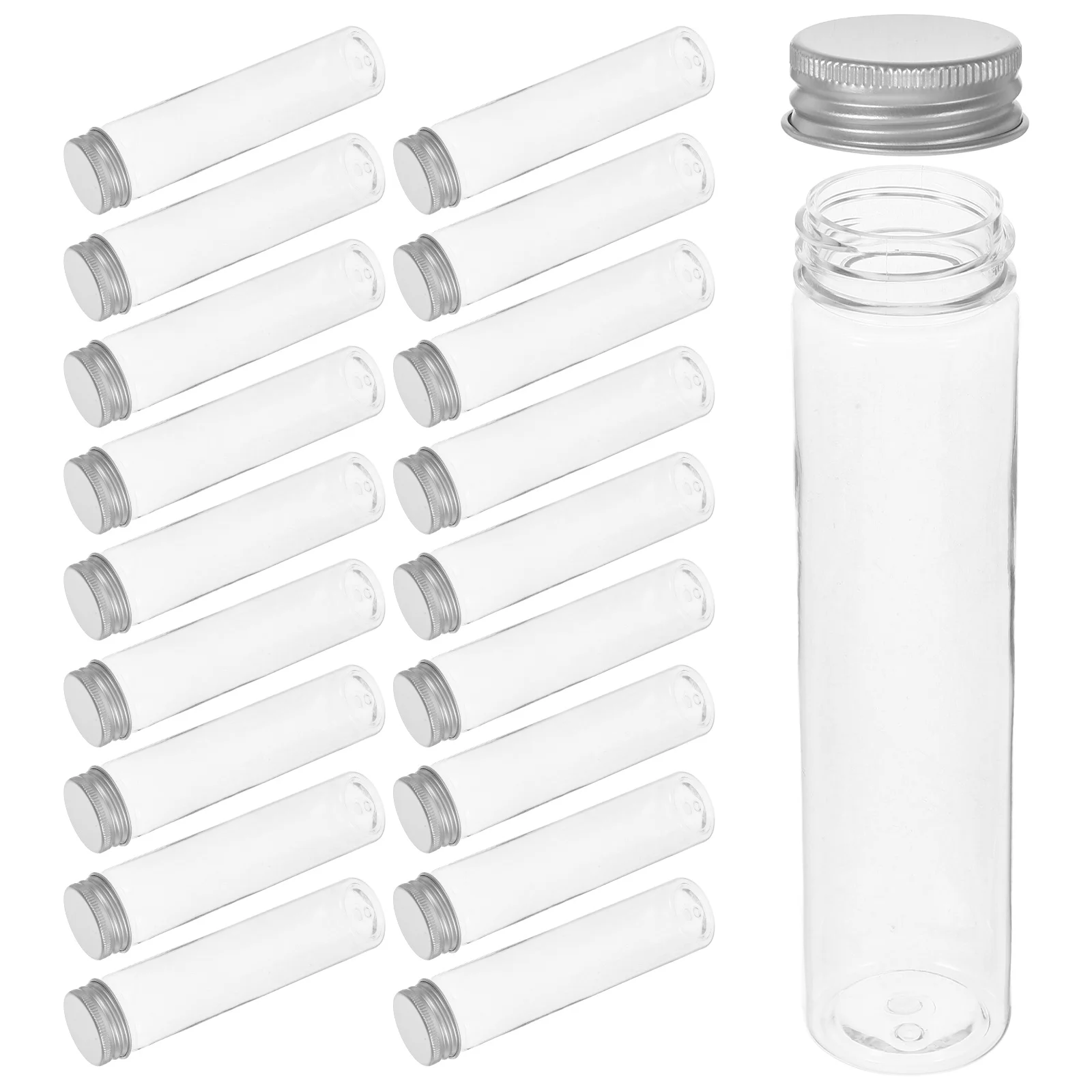 

20 Pcs Plastic Test Tube Clear Scientific Experiments Tubes Vials The Pet Small with Lids