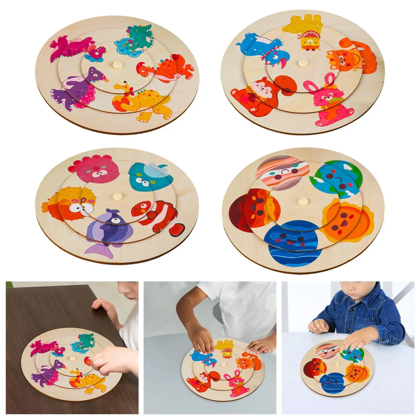 

Wooden Animal Puzzles Fine Motor Skill Birthday Gift Early Learning Wooden Puzzle Colors and Shapes for Kids 3-5 Years Old