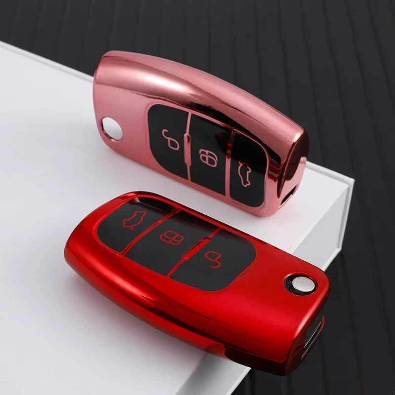 TPU Car Flip Key Case Cover For Ford Focus 2 MK2 Fiesta Mondeo Galaxy Falcon Territory Ecosport Shell Fob Protector