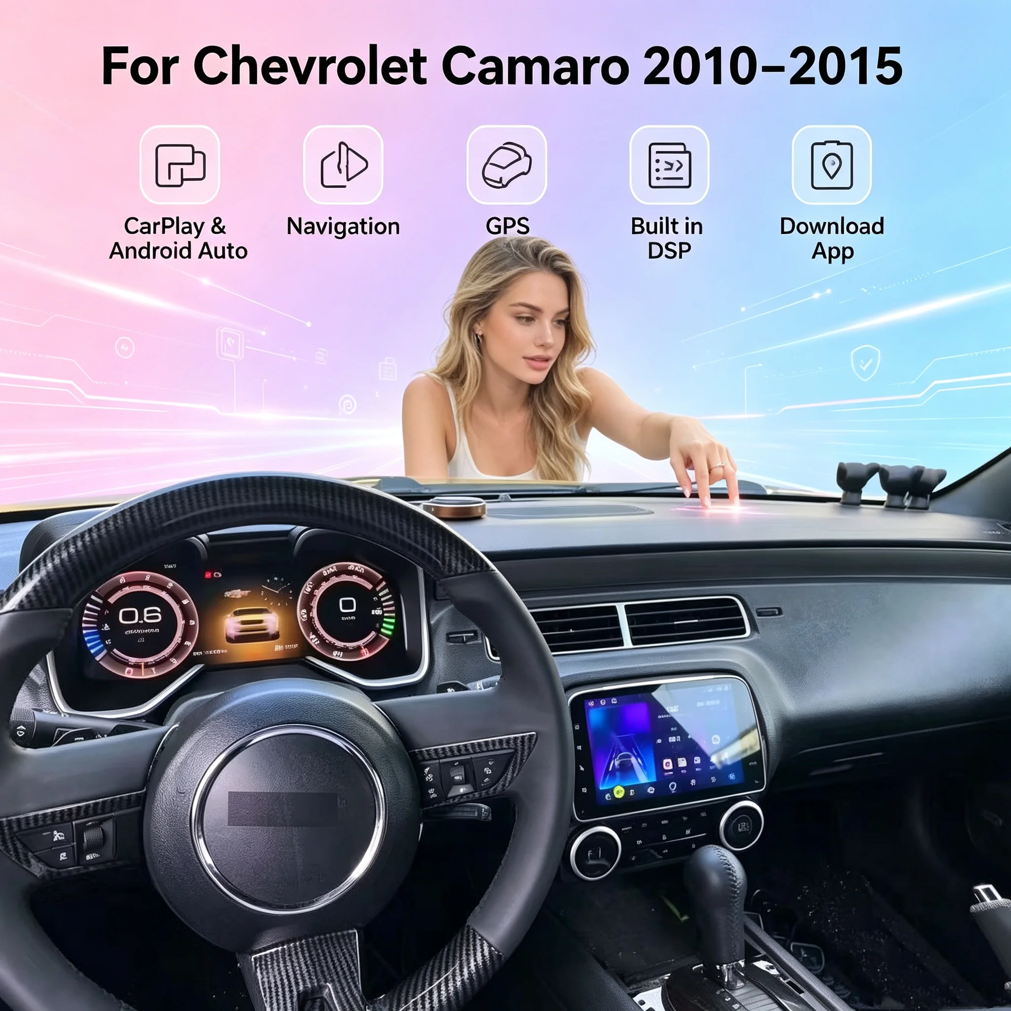 Odometer For Chevrolet Camaro 2010-2015 12.3‘’ Digital Cluster Virtual Cockpit Car Speed Meter Screen LCD Auto Stereo