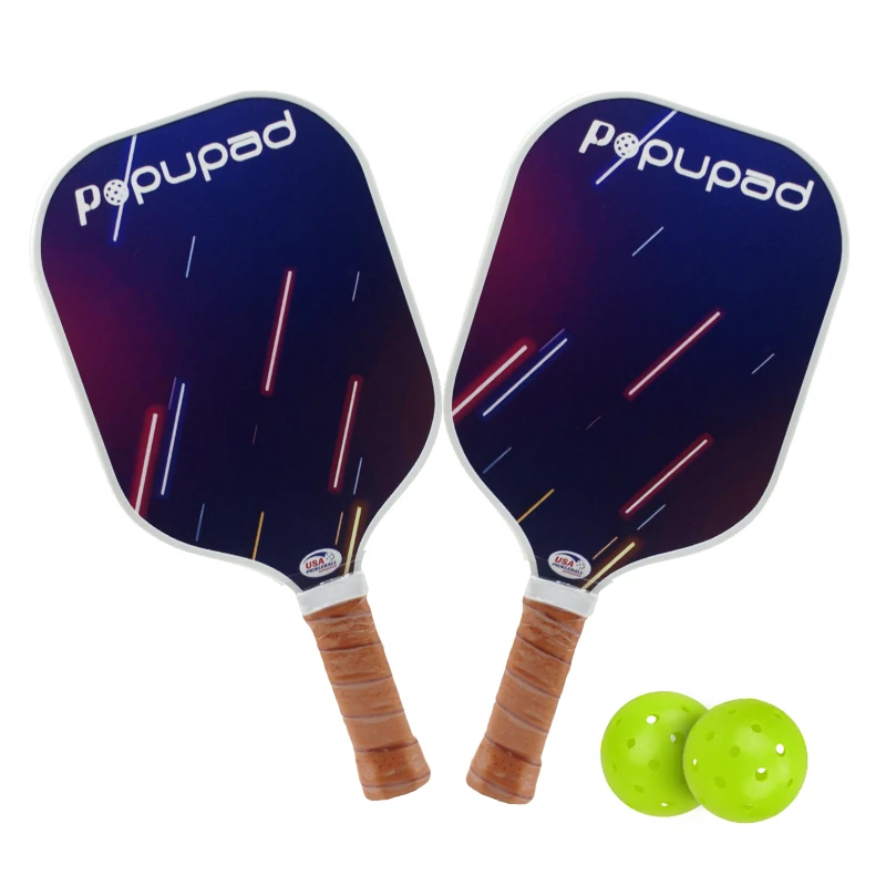 Popupad Pickleball Paddle Sets With 1 Ball Breathable Grip Pro Glass Fiber Pickleball Paddle Sets Free Shipping