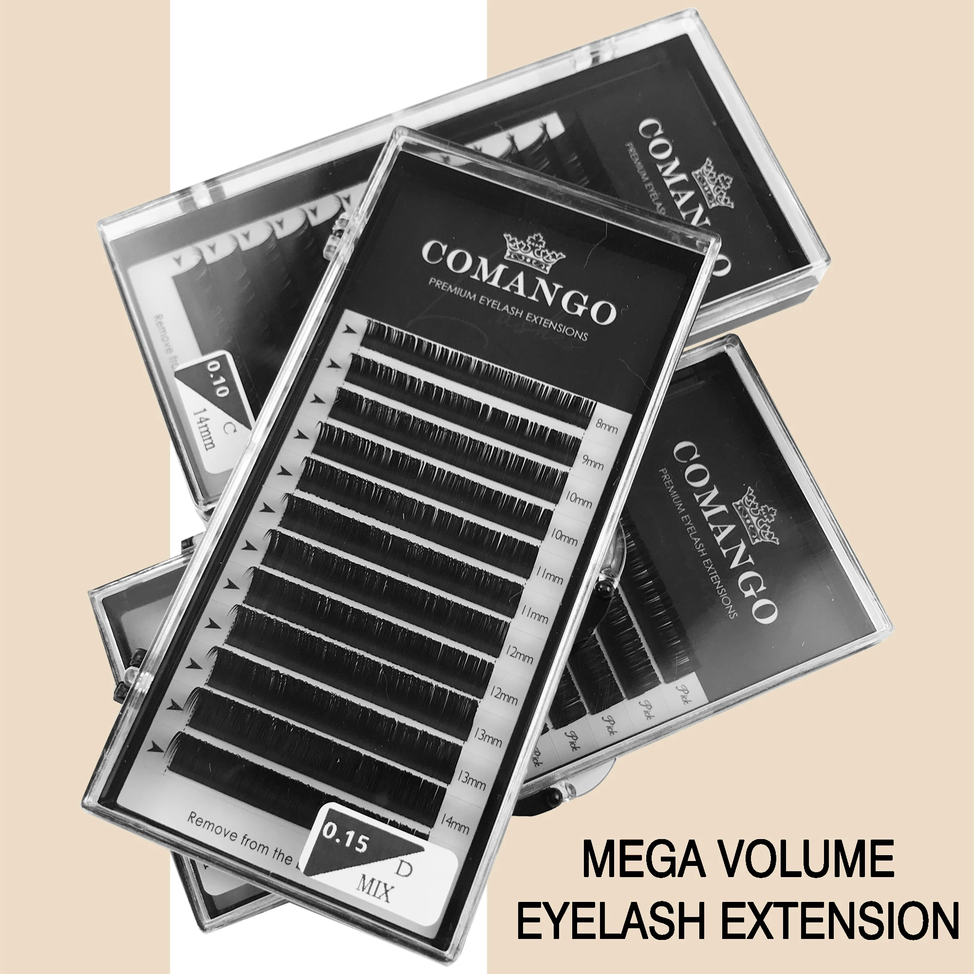 CoMango Individual Mink Eyelashes 0.05-0.15mm Russian Volume Eyelash Extensions Supplies Mega Volume Lashes