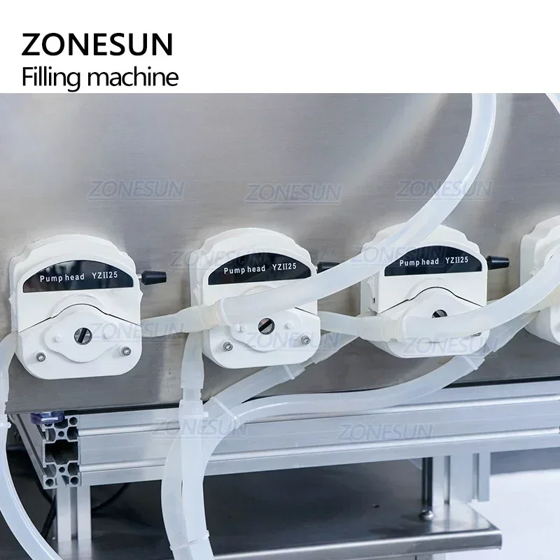 ZONESUN ZS-DTPP4E التلقائي أربعة رؤساء منضدية هوائي ملء هلام غسول شرب مضخة تمعجية آلة تعبئة السوائل