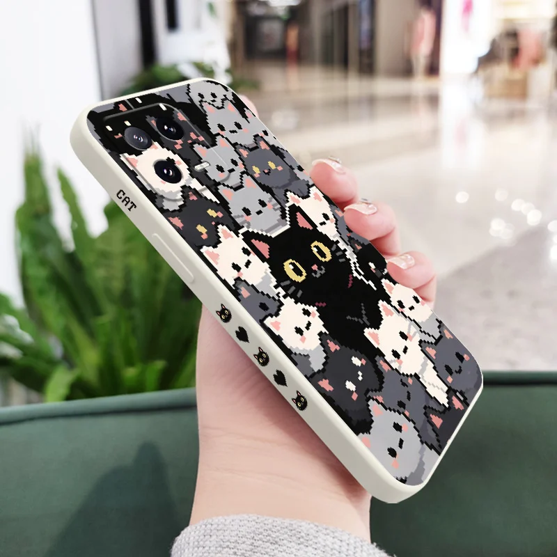 

Pixel Cute Cat Phone Case For Xiaomi Mi 15 14 14T 13 13T 12 12X 12T 12S 11 11T 10 10T 9 9T Pro Lite Liquid Silicone Cover