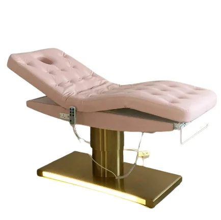 

beauty salon bed chair spa facial eyelash cosmetic equipment waxing lash extension heated electric massage pink gold