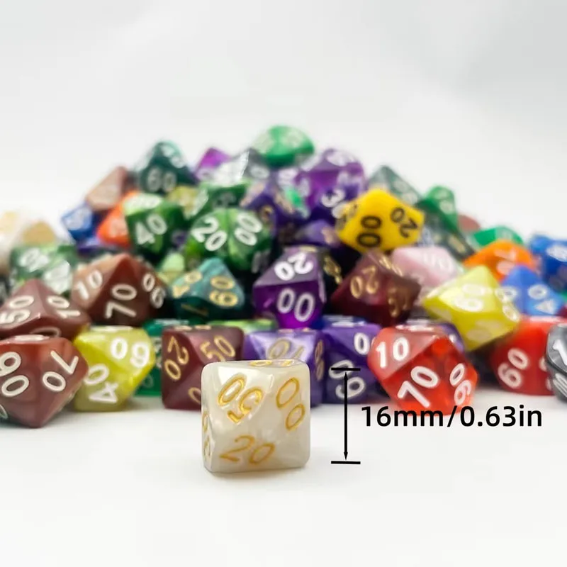 10pcs Polyhedral Dice D10(00-90) Board Game Dice random color
