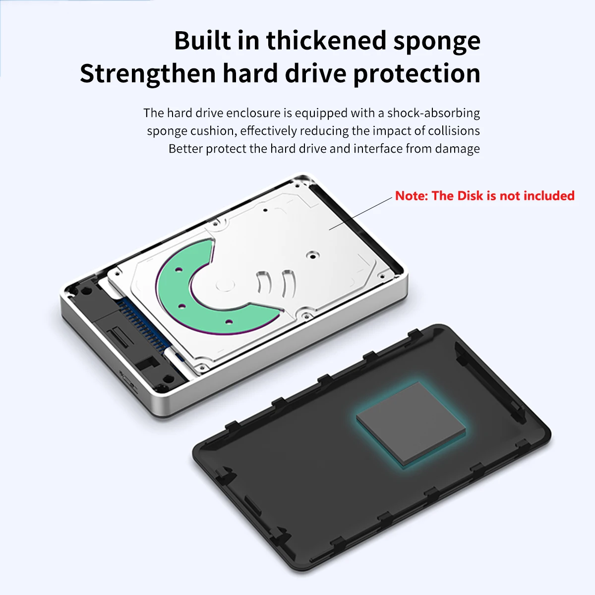 Type-C USB3.0 HDD Case with Updated AES-256 Military Hardware Chip Encrypted Screwless HDD Enclosure for 2.5 inch SATA Hard Disk